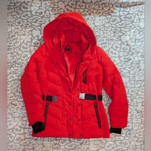 Red Hooded Puffer Jacket